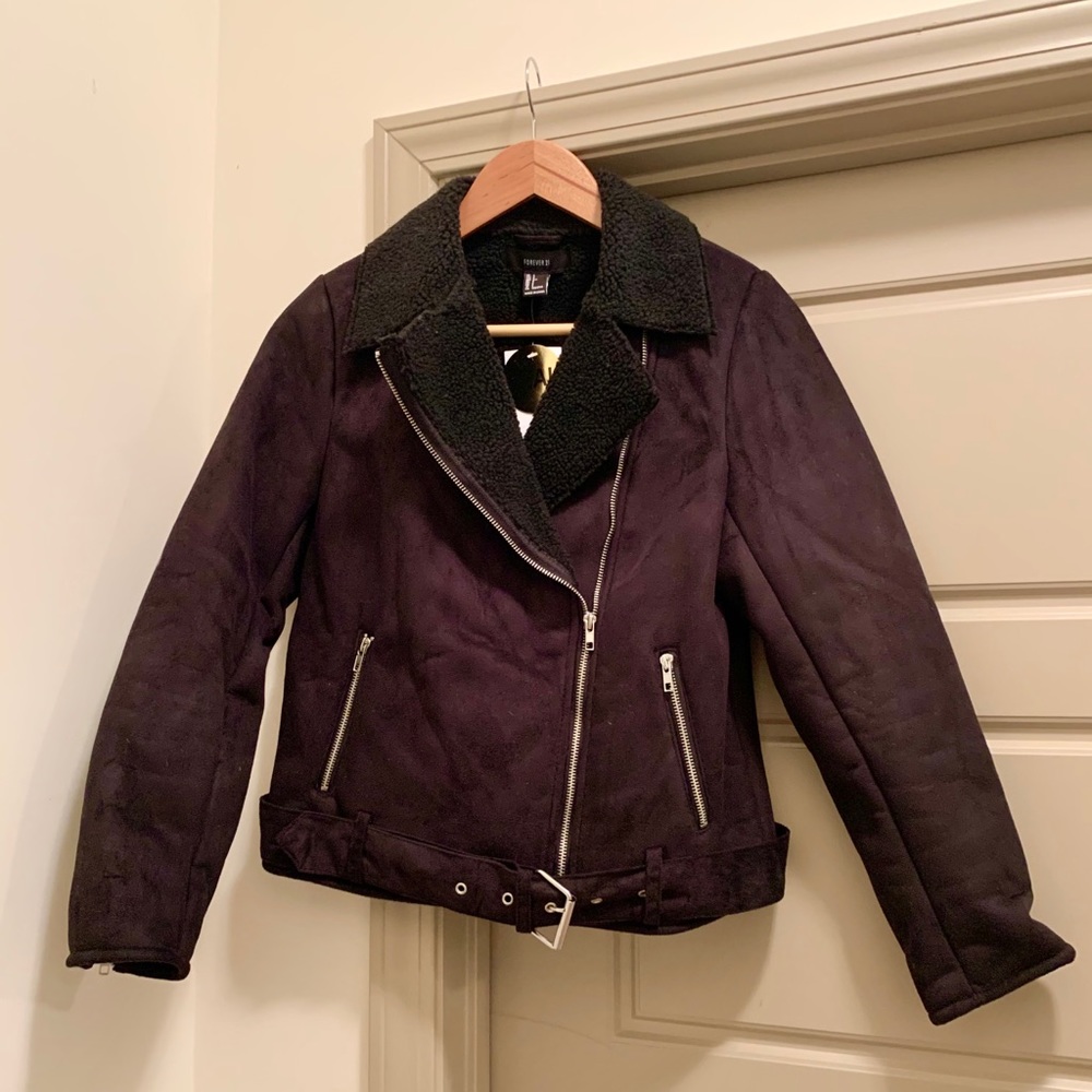 Forever 21 Suede & Shearling Biker Jacket